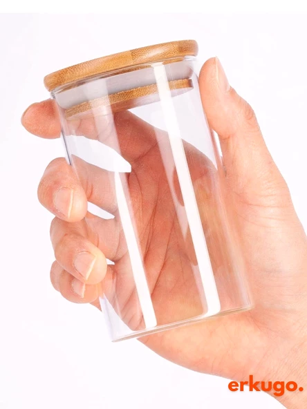 12Li Vakumlu Bambu Kapak Borosilikat Baharatlık Seti, 200 ml Baharat Takımı, Jarpot - 7