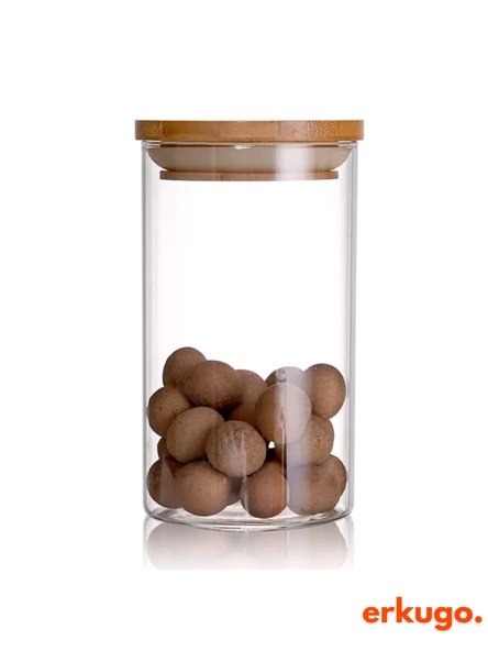 12Li Vakumlu Bambu Kapak Borosilikat Baharatlık Seti, 200 ml Baharat Takımı, Jarpot - 3