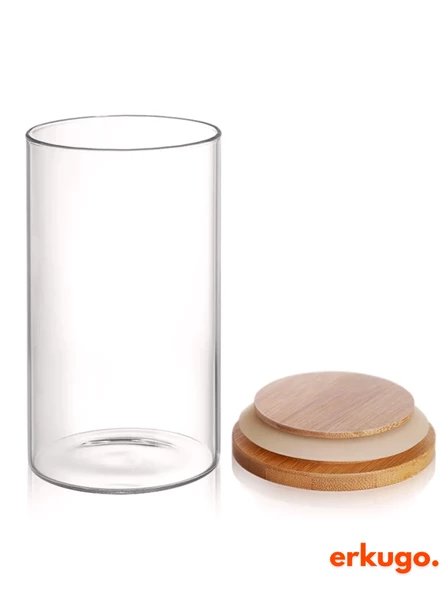 12Li Vakumlu Bambu Kapak Borosilikat Baharatlık Seti, 200 ml Baharat Takımı, Jarpot - 2