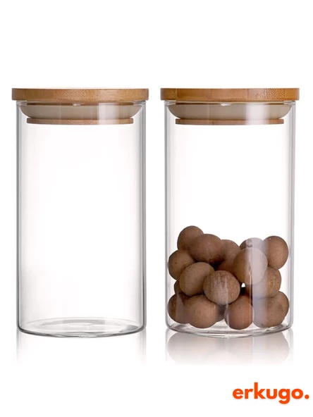 12Li Vakumlu Bambu Kapak Borosilikat Baharatlık Seti, 200 ml Baharat Takımı, Jarpot - 4