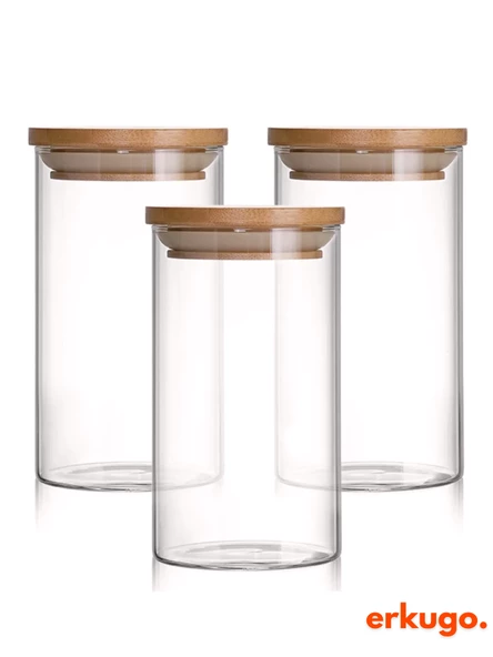 12Li Vakumlu Bambu Kapak Borosilikat Baharatlık Seti, 200 ml Baharat Takımı, Jarpot - 5