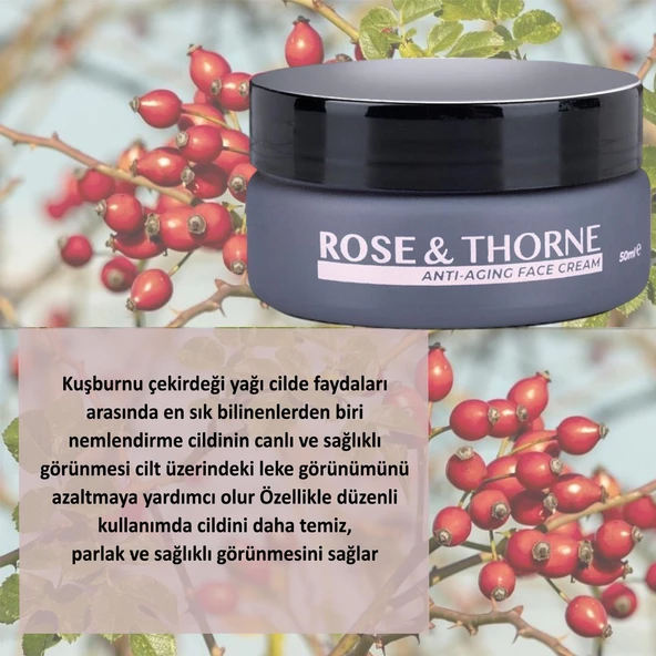 Rose Thorne 50 Ml Yaşlanma Karşıtı Yüz Bakım Kremi Nemlendirici Rosehip Yağ Hyalüronik Asit Kolajen - 3