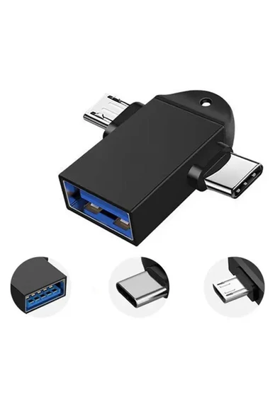 Wontis FlexiSync 2-in-1 Type-C & Micro to USB 3.0 Dönüştürücü Otg