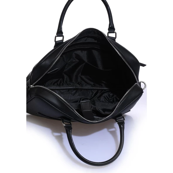 2038 Vegan Deri Laptop Çantası Evrak Çantası Unisex Şık Tasarım Siyah - 4