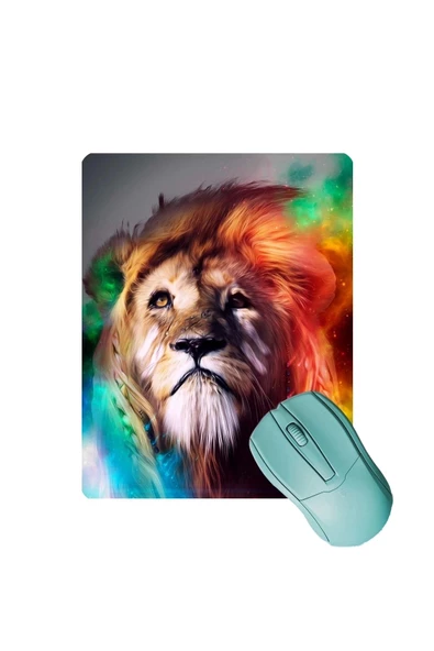 SonicTouch Aslan Desenli Kaydırmaz Gaming Oyuncu Masaüstü Dikişsiz Mouse Pad/Ped (Mouse Altlığı) 17x21cm