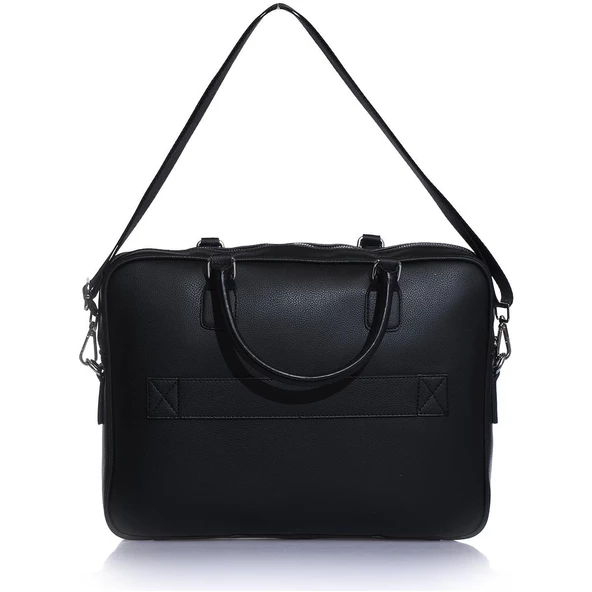 2038 Vegan Deri Laptop Çantası Evrak Çantası Unisex Şık Tasarım Siyah - 3