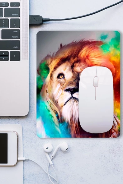 SonicTouch Aslan Desenli Kaydırmaz Gaming Oyuncu Masaüstü Dikişsiz Mouse Pad/Ped (Mouse Altlığı) 17x21cm - 3