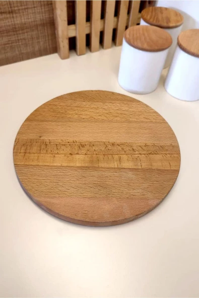 Mobawood   Ahşap Yuvarlak Sunum Tahtası, Baharatlık Standı - 4