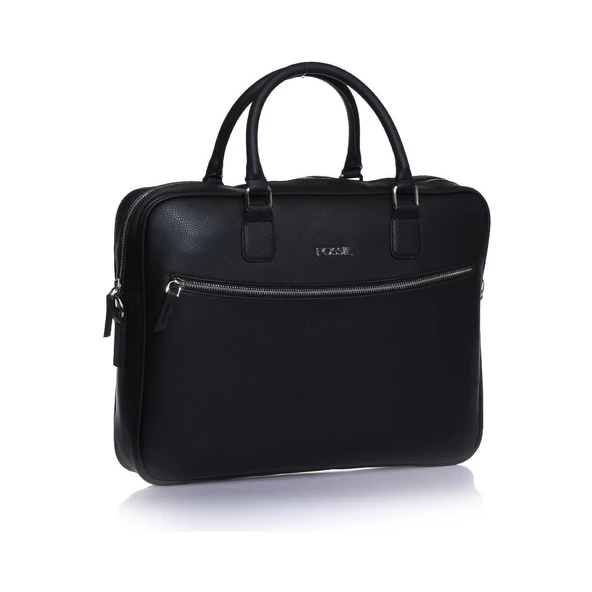 2038 Vegan Deri Laptop Çantası Evrak Çantası Unisex Şık Tasarım Siyah - 2