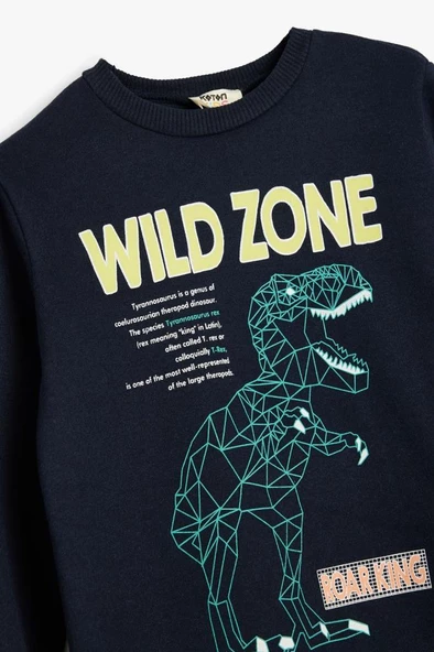 Koton Erkek Çocuk Dinozorlu Sweatshirt Bisiklet Yaka Uzun Kollu - 3