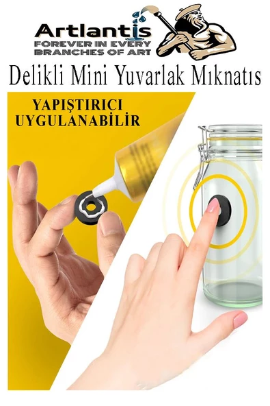 Yuvarlak Delikli Mıknatıs Mini 25 Adet 15x3 mm Mini Mıknatıs Seramik Kömür Mıknatıs Nişan Düğün Sünnet Çok Amaçlı Süsleme Mıknatıs - 6