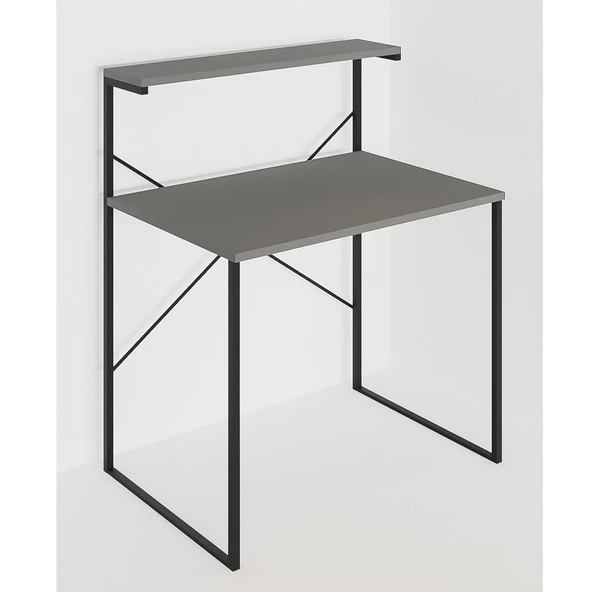 Eportatif Raflı Çalışma Masası 60x90 Ofis Masası Ders Masası Çok Amaçlı Çalışma Masası Füme 1450 - 4