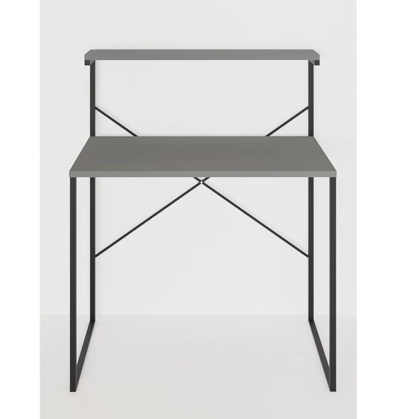 Eportatif Raflı Çalışma Masası 60x90 Ofis Masası Ders Masası Çok Amaçlı Çalışma Masası Füme 1450 - 5