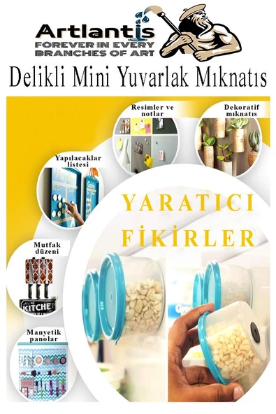 Yuvarlak Delikli Mıknatıs Mini 25 Adet 15x3 mm Mini Mıknatıs Seramik Kömür Mıknatıs Nişan Düğün Sünnet Çok Amaçlı Süsleme Mıknatıs - 5