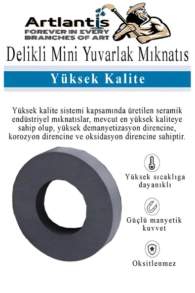 Yuvarlak Delikli Mıknatıs Mini 25 Adet 15x3 mm Mini Mıknatıs Seramik Kömür Mıknatıs Nişan Düğün Sünnet Çok Amaçlı Süsleme Mıknatıs - 2
