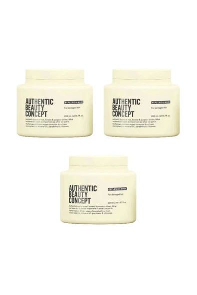Ekonomik 3 ADET Authetic Beauty Concept Replenish Maske 200 ML %100 Orijinal