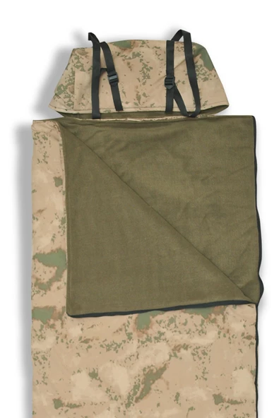 MED ONLİNE Geniş Kamuflaj Uyku Tulumu  Su Geçirmez(220/95 cm) 220 gr Elyaf/180 gr Polar Kamp deprem - 3