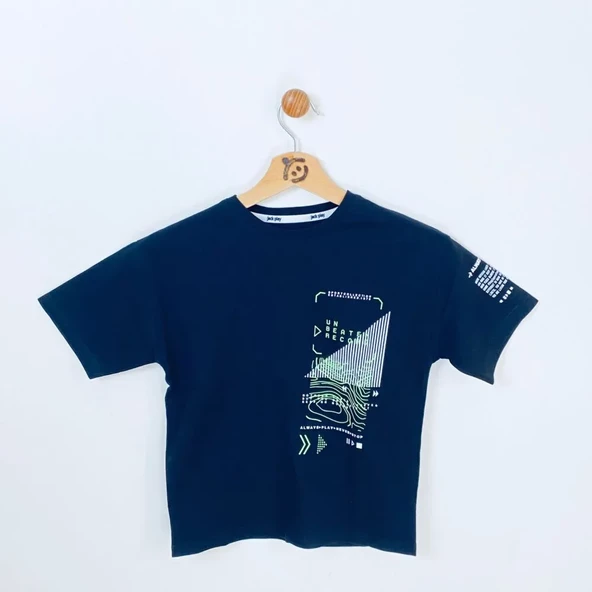 4-14 Yaş Erkek Çocuk T-Shirt Baskılı Siyah