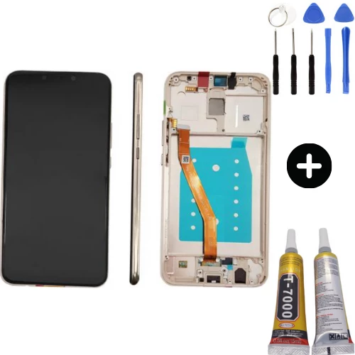 TE Huawei Mate 20 Lite Uyumlu Çıtalı A KaLite Uyumlu Lcd Ekran Dokunmatik Gold + Montaj Seti
