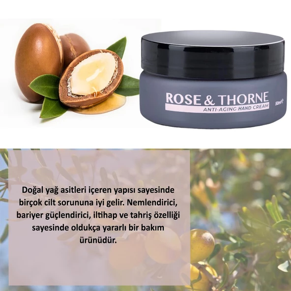 Rose Thorne 50 Ml Yaşlanma Karşıtı El Bakım Kremi Nemlendirici Argan Yağı Hyalüronik Asit Kolajen - 2