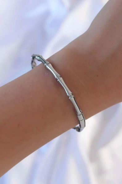 MuI MuI 316L Çelik Gümüş Renk Kemik Model Bileklik - 2