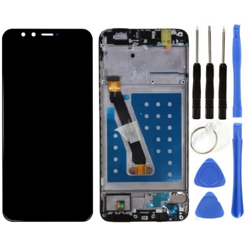 TE Huawei P Smart Uyumlu Çıtalı HK Lcd Ekran Dokunmatik Siyah + Tamir Seti