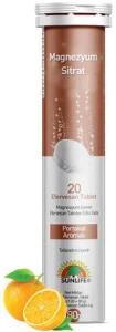 Sunlife Magnezyum Sitrat 20 Efervesan Tablet | Portakal Aromalı