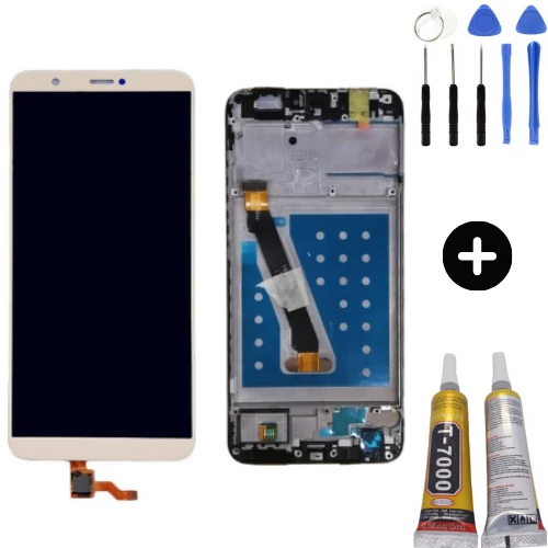TE Huawei P Smart Uyumlu Çıtalı Lcd Ekran Dokunmatik Gold + Montaj Seti