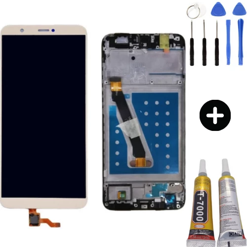 TE Huawei P Smart 2018 Uyumlu Çıtalı Servis Lcd Ekran Dokunmatik Gold + Montaj Seti