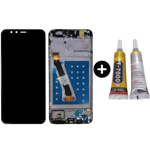 TE Huawei P Smart 2018 Uyumlu Çıtalı Lcd Ekran Dokunmatik Siyah + B7000 ürün görseli 1