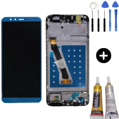 TE Huawei P Smart 2018 Uyumlu Çıtalı HK Lcd Ekran Dokunmatik Mavi + Montaj Seti ürün görseli 1