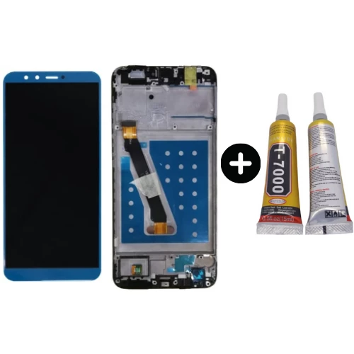 TE Huawei P Smart 2018 Uyumlu Çıtalı HK Lcd Ekran Dokunmatik Mavi + B7000 ürün görseli 1