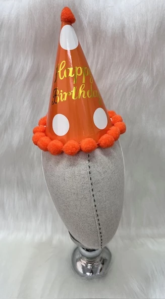 Turuncu Puantiyeli Karton Parti Şapka 20x13 cm - Resim 2