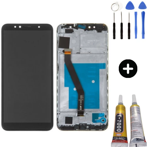 TE Huawei Y6 2018 Uyumlu Çıtalı Servis Lcd Ekran Dokunmatik Siyah+ Montaj Seti