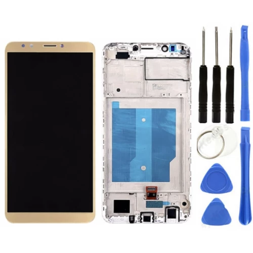 TE Huawei Y7 2018 Uyumlu Çıtalı HK Lcd Ekran Dokunmatik Gold + Tamir Seti