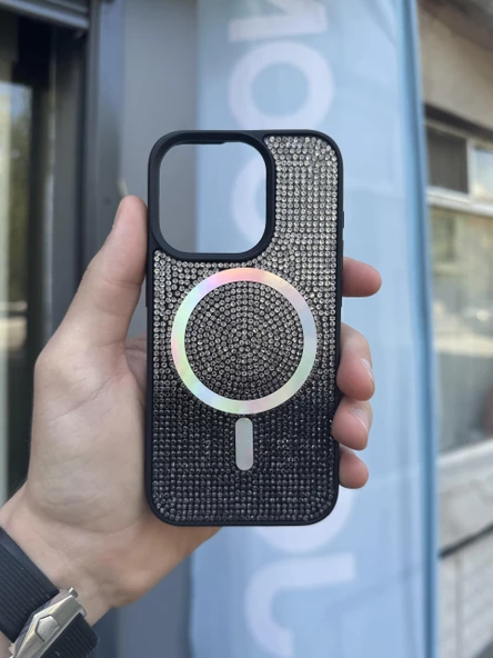 İphone 15 Pro Kılıf Diamont MagSafe Hologramlı Kapak ürün görseli