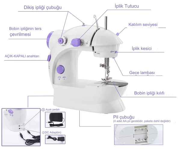 QASUL Gürültüsüz Mini Taşınabilir Elektrikli Dikiş Makinesi Evde Seyahatte İşte Pratik Sanat Moda Dikiş - 6