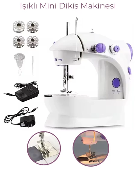 QASUL Gürültüsüz Mini Taşınabilir Elektrikli Dikiş Makinesi Evde Seyahatte İşte Pratik Sanat Moda Dikiş - 7