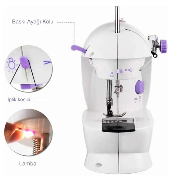 QASUL Gürültüsüz Mini Taşınabilir Elektrikli Dikiş Makinesi Evde Seyahatte İşte Pratik Sanat Moda Dikiş - 2