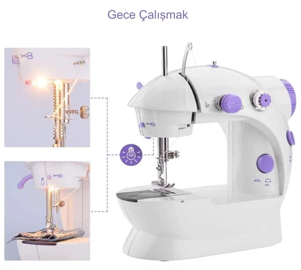 QASUL Gürültüsüz Mini Taşınabilir Elektrikli Dikiş Makinesi Evde Seyahatte İşte Pratik Sanat Moda Dikiş - 5