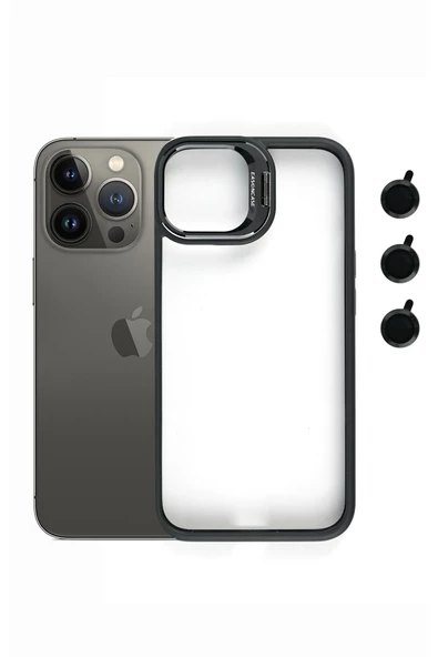 iphone 14 Pro Kılıf Kamera Standlı +Lens koruyuculu Kapak