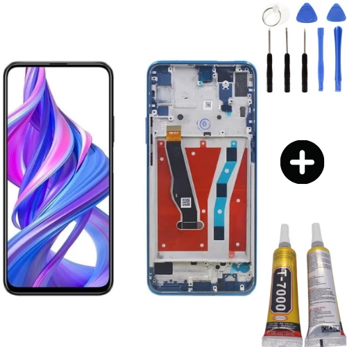 TE Huawei Y9 Prime 2019 Uyumlu Çıtalı OLED Lcd Ekran Dokunmatik Mavi + Montaj Seti