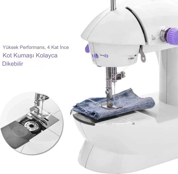 QASUL Gürültüsüz Mini Taşınabilir Elektrikli Dikiş Makinesi Evde Seyahatte İşte Pratik Sanat Moda Dikiş - 3