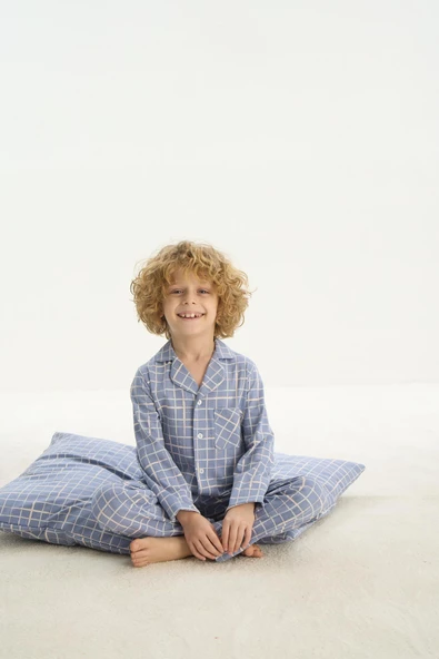 ZEYZEY 8748 Erkek Çocuk Önden Düğmeli Pijama Takım