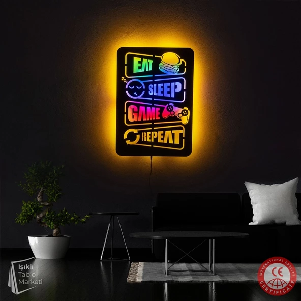 Tablo Marketi Gamer Tablosu - Eat Sleep Game Repeat - 2