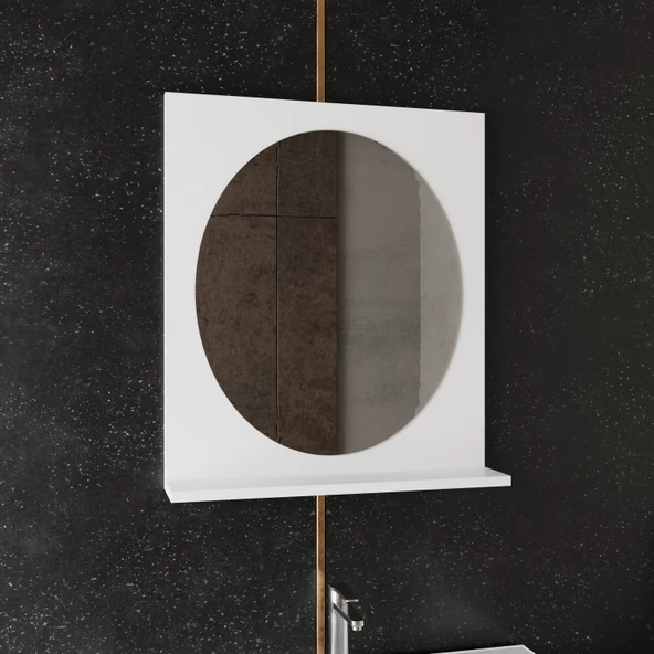 Karen Banyo Ege 80 Cm Lavabolu,Aynalı Banyo Dolabı Seti, Seramik Lavabo Dahil,Beyaz - 3