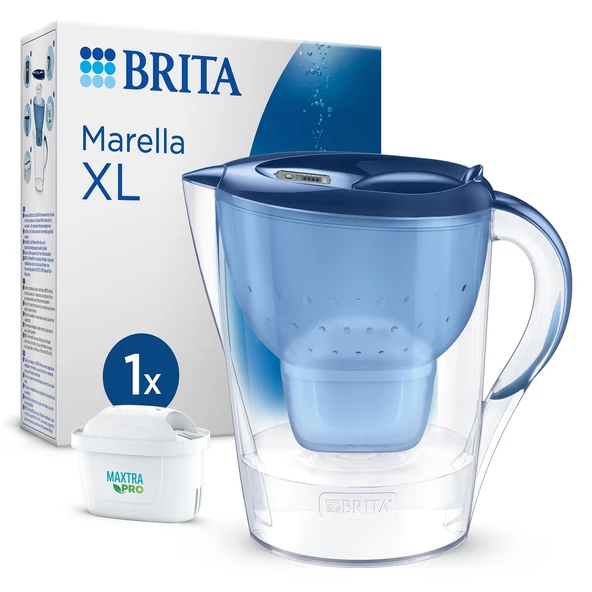 Brita Marella XL Maxtra Pro All-In-1 Filtreli Su Arıtma Sürahisi - Mavi, 3,5 lt