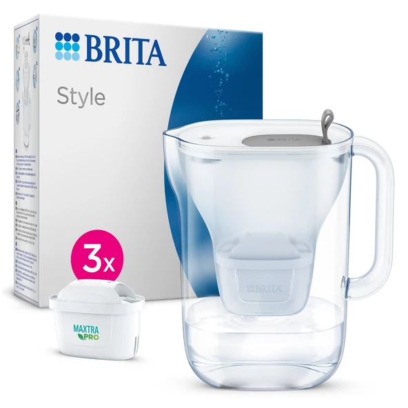 BRITA Style XL 3x Maxtra Pro All-In-1 Filtreli Su Arıtma Sürahisi - Gri