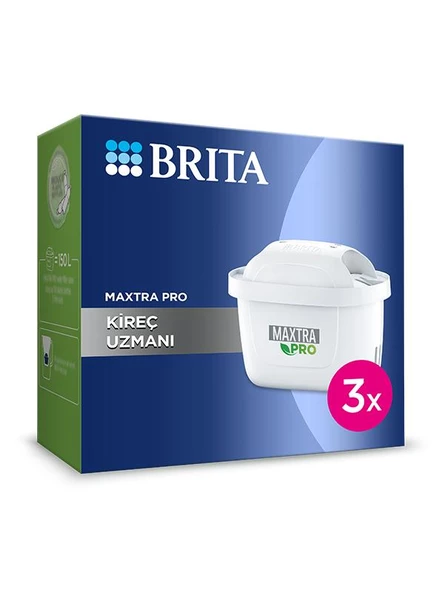 BRITA MAXTRA PRO Kireç Uzmanı Yedek Su Arıtma Filtresi, 3’lü