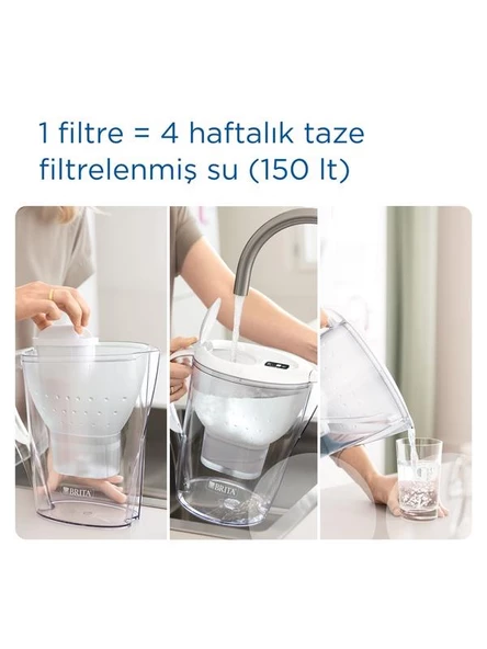 BRITA Marella XL 12 x Maxtra Pro All-In-1 Filtreli Su Arıtma Sürahisi - Beyaz - 4